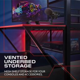X Rocker Sanctum Mid Sleeper Bunk Bed with Gaming Desk & Underbed Space in Black - Size: Single - thumbnail 5