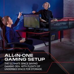 X Rocker Sanctum Mid Sleeper Bunk Bed with Gaming Desk & Underbed Space in Black - Size: Single - thumbnail 3