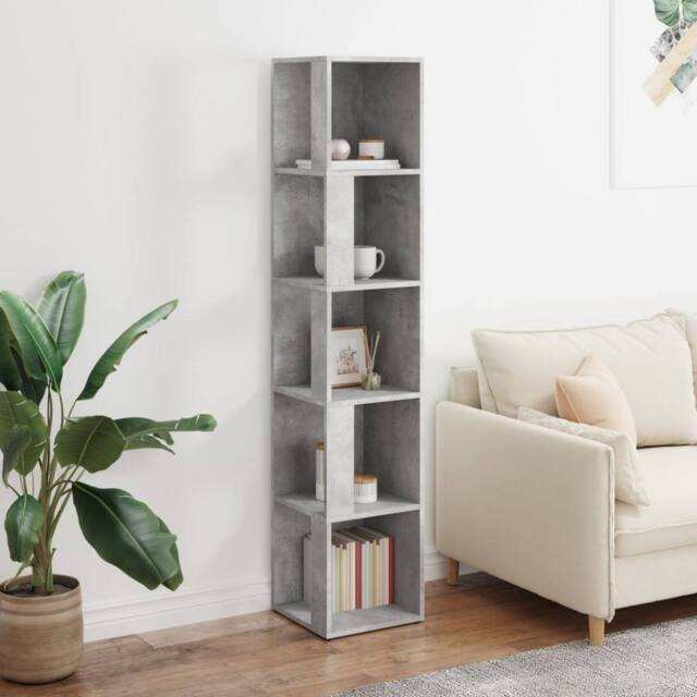 Berkfield Home Stylish Corner Cabinet Concrete Grey 33x33x164.5 cm Engineered Wood - image 1
