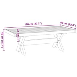 Berkfield Home Coffee Table NOAIN X-Shaped Legs 120x60x40 cm Solid Wood Pine in Brown - Size: 120 x 60 x 40 cm - thumbnail 9