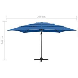 Berkfield Home Harmful 4-Tier Parasol with Aluminium Pole Azure Blue 250x250 cm - thumbnail 9