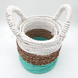 KDMD Seagrass Basket Set in Green - thumbnail 3