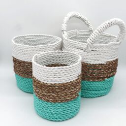 KDMD Seagrass Basket Set in Green - thumbnail 2