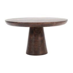 IH Design Natural Solid Dark Mango Wood Round Coffee Table in Brown - thumbnail 1