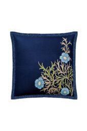 Morris & Co 'Seaweed' Cotton Cushion in Dark Blue - Size: 50 cm x 50 cm