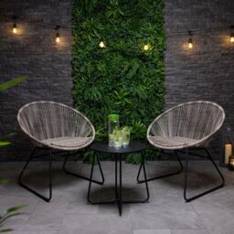 Charles Bentley Zanzibar Tea for Two Bistro Set Grey Cafe 2 Chairs & Table - thumbnail 1
