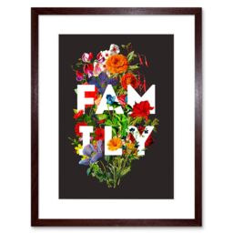 "Artery8 Wall Art Print Floral Layered Quote Family Framed in Brown - Size: W7"" x H9""" - thumbnail 1