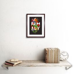 "Artery8 Wall Art Print Floral Layered Quote Family Framed in Brown - Size: W7"" x H9""" - thumbnail 2