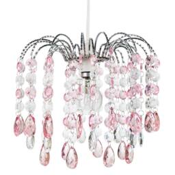 Happy Homewares Contemporary Pendant Shade with Acrylic Droplets in Pink - Size: 10 inches