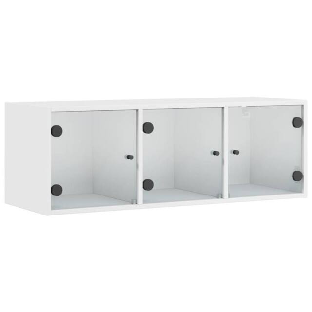 Berkfield Home Wall Cabinet with Glass Doors White 102x37x35 cm - Size: 102 x 37 x 35 cm - image 1