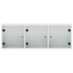 Berkfield Home Wall Cabinet with Glass Doors White 102x37x35 cm - Size: 102 x 37 x 35 cm - thumbnail 6