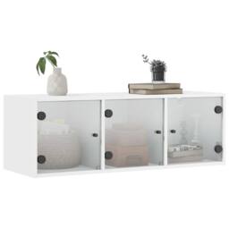 Berkfield Home Wall Cabinet with Glass Doors White 102x37x35 cm - Size: 102 x 37 x 35 cm - thumbnail 4