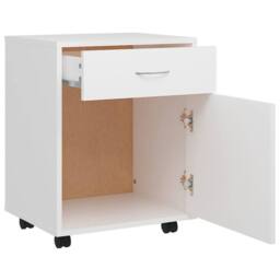 Berkfield Home Rolling Cabinet White 45x38x54 cm Engineered Wood - Size: 45 x 38 x 54 cm - thumbnail 6