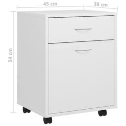 Berkfield Home Rolling Cabinet White 45x38x54 cm Engineered Wood - Size: 45 x 38 x 54 cm - thumbnail 8