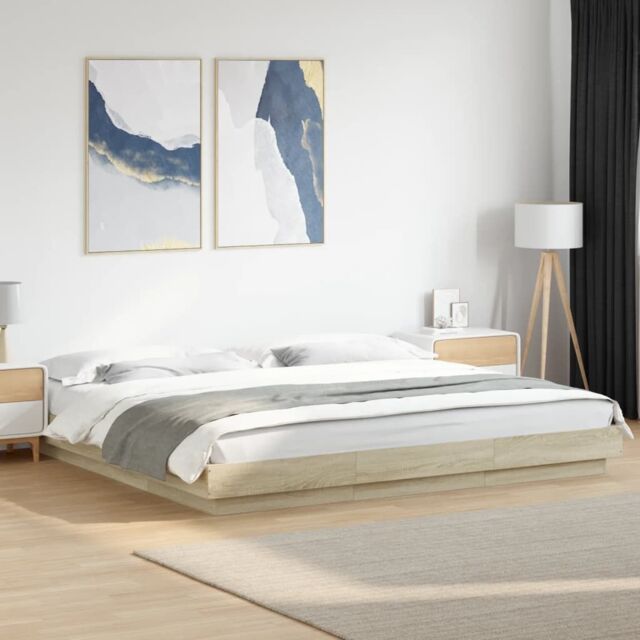 Berkfield Home Bed Frame without Mattress Sonoma Oak 200x200 cm in Brown - image 1