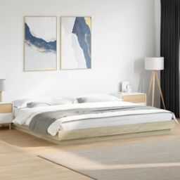 Berkfield Home Bed Frame without Mattress Sonoma Oak 200x200 cm in Brown - thumbnail 1