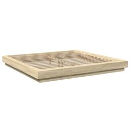 Berkfield Home Bed Frame without Mattress Sonoma Oak 200x200 cm in Brown - thumbnail 3