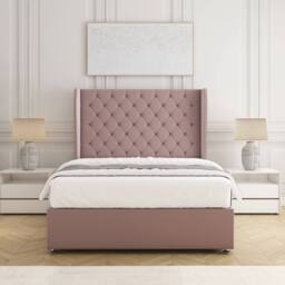 "BSSPOKE Amelia Divan Bed Set Plush Velvet 54"" Headboard & Mattress No Drawers in Pink - Size: King" - thumbnail 1