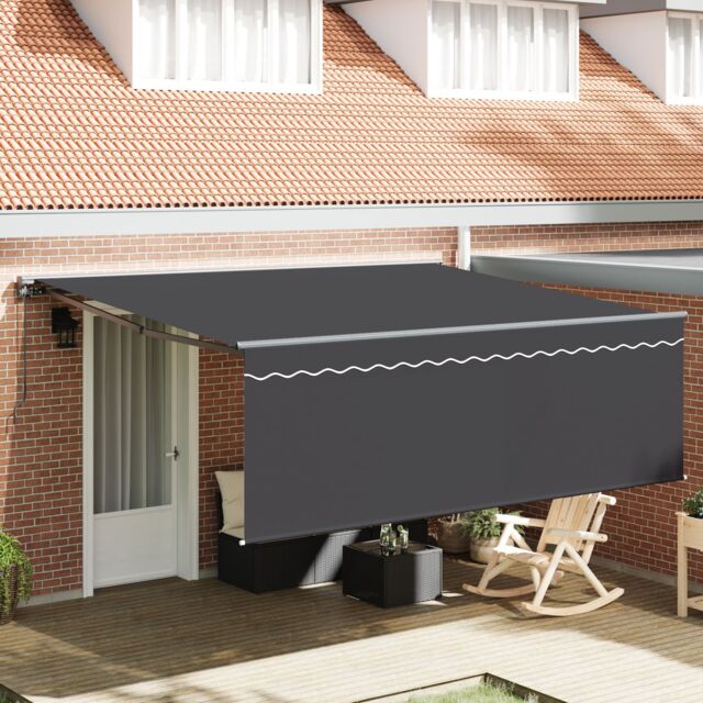 Berkfield Home Retractable Awning Manual Orange & White 350x250 cm Polyester - image 1