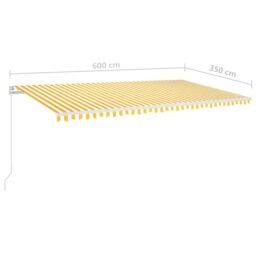Berkfield Home Manual Retractable Awning with LED 600x350 cm Yellow & White - thumbnail 6