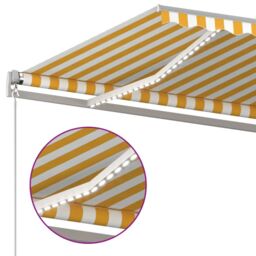 Berkfield Home Manual Retractable Awning with LED 600x350 cm Yellow & White - thumbnail 5