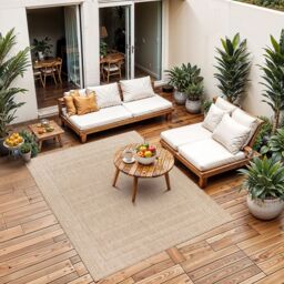 Livabliss Tuareg-Global Blue Beige Ivory Graphic In- & Outdoor Rug in Tan - Size: 200 cm x 275 cm - thumbnail 7