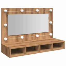 Berkfield Home Mirror Cabinet with LED Artisan Oak 90x31.5x62 cm in Brown - thumbnail 3