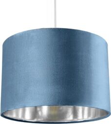 CGC Lighting 'Nila' Luxury Teal Velvet & Silver Round Pendant Drum Ceiling Lamp Shade - thumbnail 5