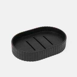 OHS Bathroom Accessories 4 Piece Set Ribbed Soap Holder Tumbler Toothbrush in Black - thumbnail 6