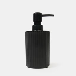 OHS Bathroom Accessories 4 Piece Set Ribbed Soap Holder Tumbler Toothbrush in Black - thumbnail 3