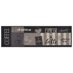 Berkfield Home Kitchen Rug Washable Coffee Black 45x150 cm Velvet - thumbnail 2