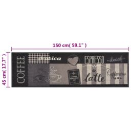 Berkfield Home Kitchen Rug Washable Coffee Black 45x150 cm Velvet - thumbnail 5