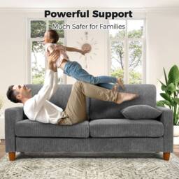 Dprodo 178CM Corduroy Seater Sofa with Extra Deep Seats in Grey - Size: 1 Pack - thumbnail 7