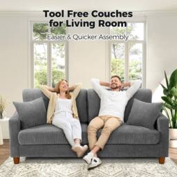 Dprodo 178CM Corduroy Seater Sofa with Extra Deep Seats in Grey - Size: 1 Pack - thumbnail 6