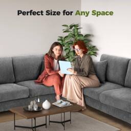 Dprodo 178CM Corduroy Seater Sofa with Extra Deep Seats in Grey - Size: 1 Pack - thumbnail 8