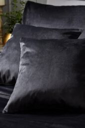 Laurence Llewelyn-Bowen 'Montrose' Luxury Filled Plain Velvet Cushion in Black - Size: 43 cm x 43 cm - thumbnail 3