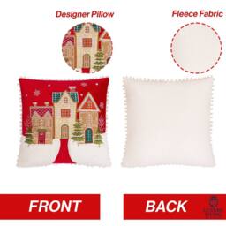 Luxury Living Christmas Gingerbread House Cushion in Red - Size: 45 cm x 45 cm - thumbnail 3
