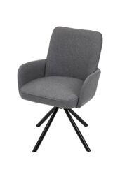 Living and Home Grey Linen Modern Swivel Chair with Black Legs - thumbnail 2