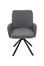 Living and Home Grey Linen Modern Swivel Chair with Black Legs - thumbnail 3