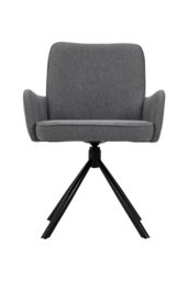 Living and Home Grey Linen Modern Swivel Chair with Black Legs - thumbnail 4