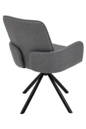 Living and Home Grey Linen Modern Swivel Chair with Black Legs - thumbnail 6