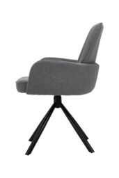 Living and Home Grey Linen Modern Swivel Chair with Black Legs - thumbnail 5