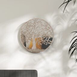 Berkfield Home Mirror Sand 60x2.5 cm Iron Round for Indoor Use in Beige