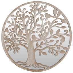 Berkfield Home Mirror Sand 60x2.5 cm Iron Round for Indoor Use in Beige - thumbnail 2