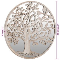 Berkfield Home Mirror Sand 60x2.5 cm Iron Round for Indoor Use in Beige - thumbnail 6