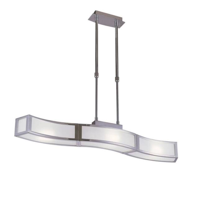 Netlighting Duna GU10 Linear Pendant 3 Light L1 SGU10 Bar Chrome White Acrylic in Grey - image 1