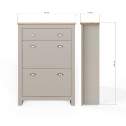 GFW Lancaster 2 Door 1 Drawer Shoe Cabinet in Grey - thumbnail 8