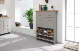 GFW Lancaster 2 Door 1 Drawer Shoe Cabinet in Grey - thumbnail 2