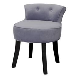 Grey Velvet Dressing Footstool Make Up Chair with Black Legs