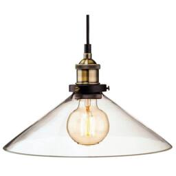 Netlighting Empire 1 Light Dome Ceiling Pendant Antique Brass Clear Glass E27 in Bronze